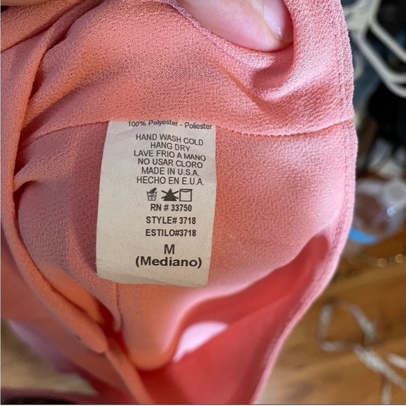 Consigns 2morrow Vintage chiffon 2k asymmetrical peach dress - Picture 4 of 5